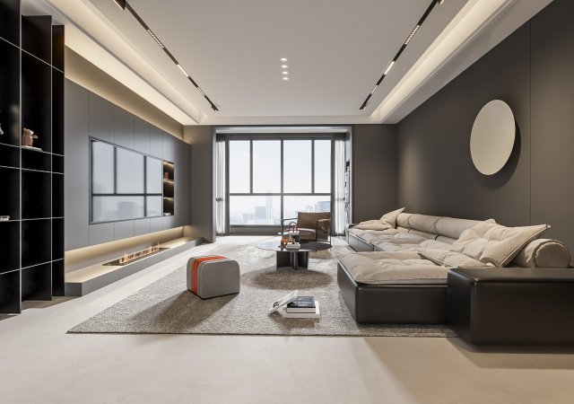 Modern living room 3D Model .c4d .max .obj .3ds .fbx .stl .blend 