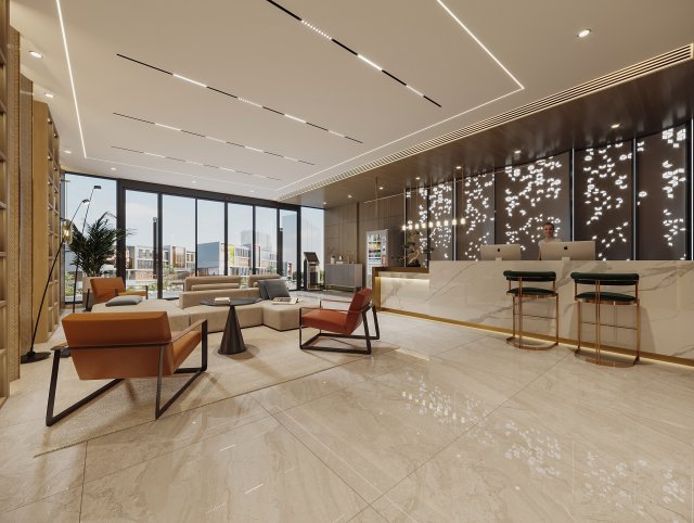 Modern Hotel Lobby 3D Model .c4d .max .obj .3ds .fbx .stl .blend 