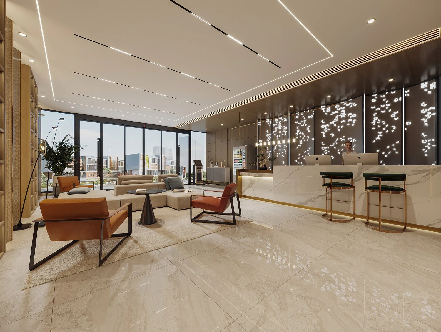 Modern Hotel Lobby 3D Model .c4d .max .obj .3ds .fbx .stl .blend 