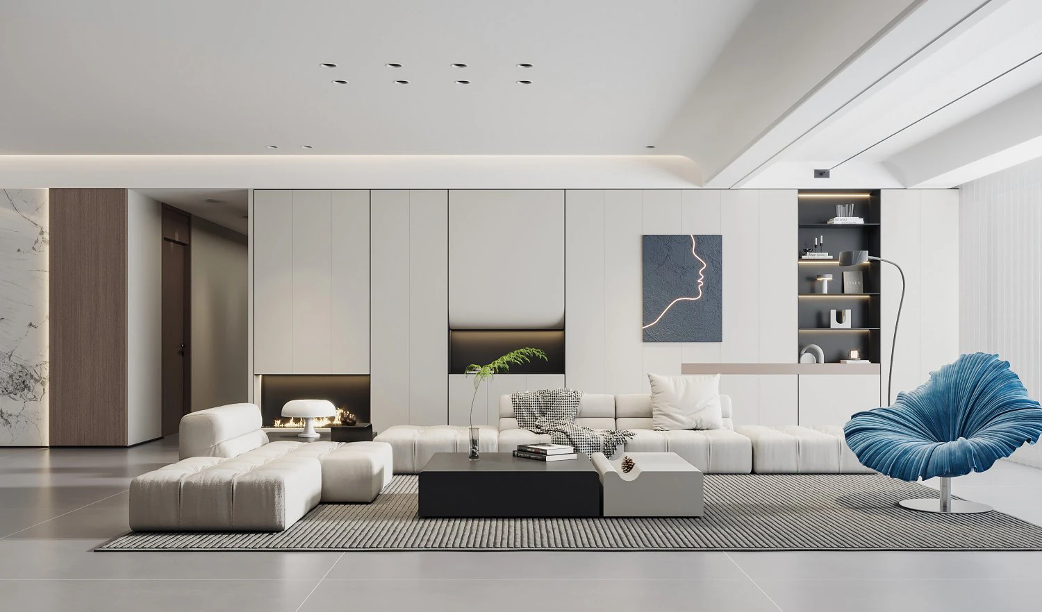 Modern living room 3D Model .c4d .max .obj .3ds .fbx .stl .blend 
