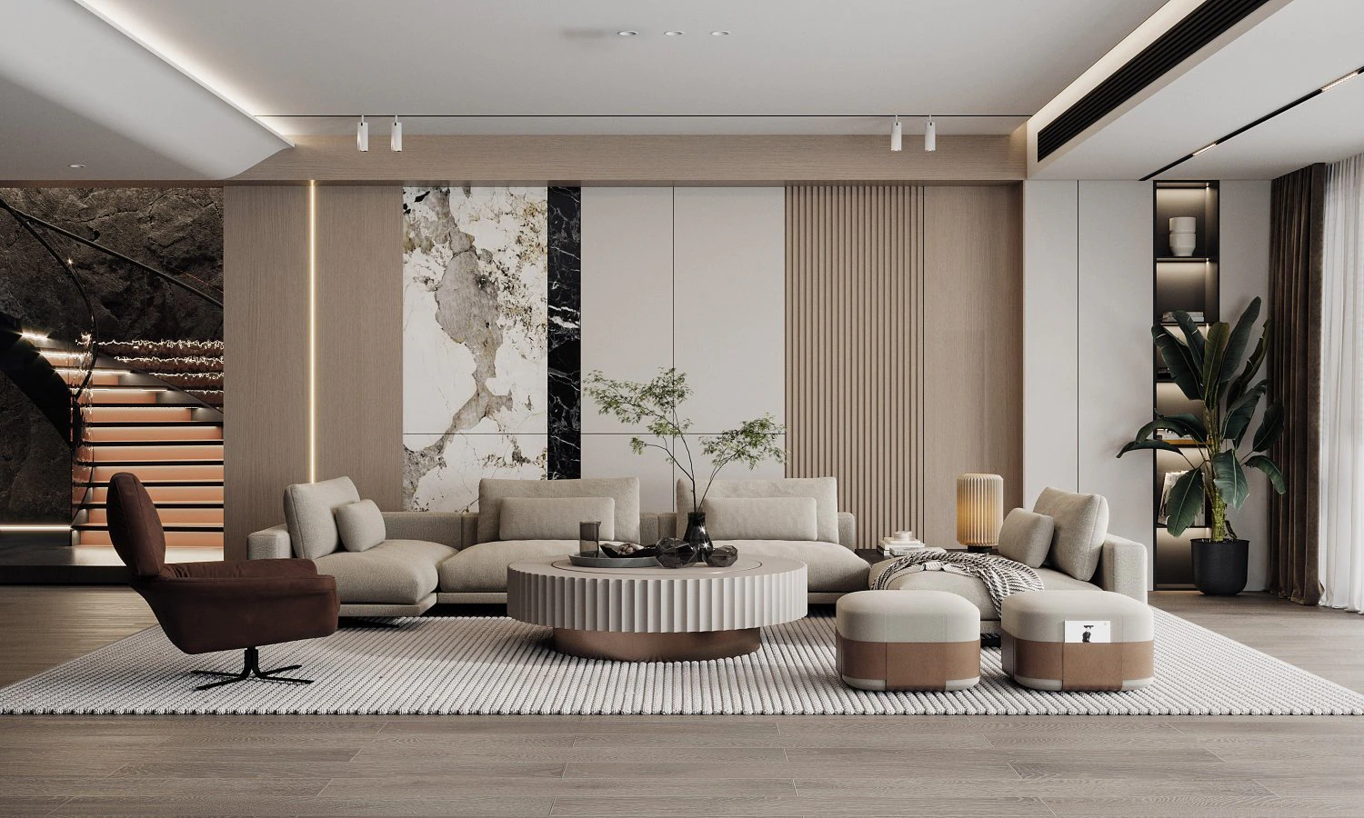 Modern living room 3D Model .c4d .max .obj .3ds .fbx .stl .blend 