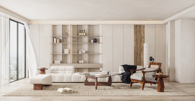 Modern living room 3D Model .c4d .max .obj .3ds .fbx .stl .blend 