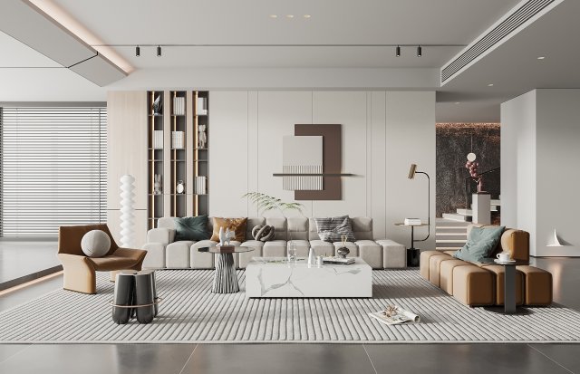 Modern living room 3D 모델 .c4d .max .obj .3ds .fbx .stl .blend 