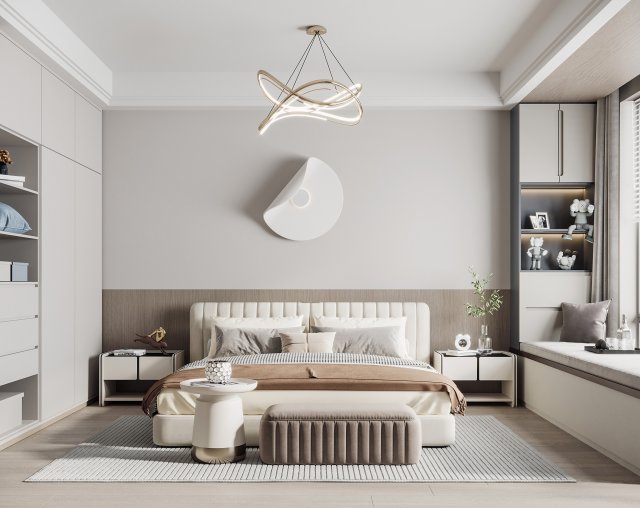 Modern bedroom 3D Model .c4d .max .obj .3ds .fbx .stl .blend 