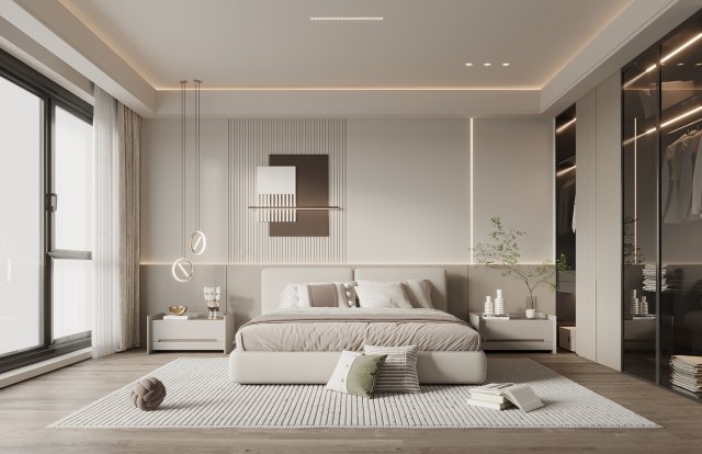 Modern bedroom 3D Model .c4d .max .obj .3ds .fbx .stl .blend 