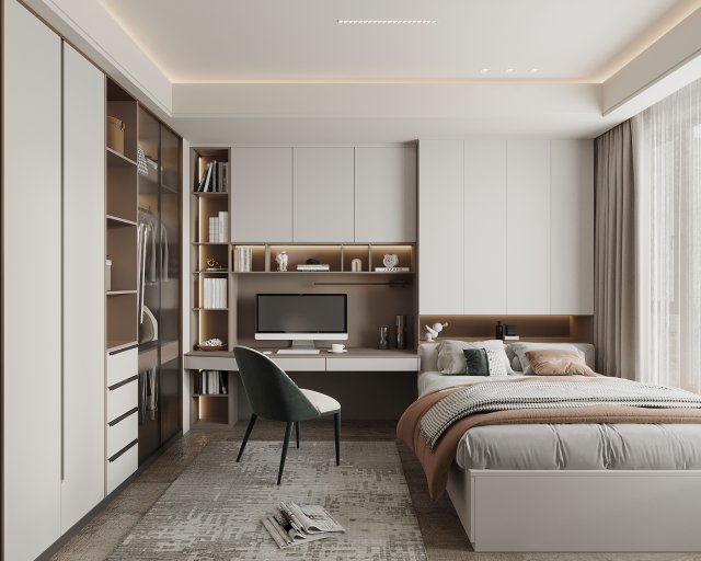 Modern bedroom 3D 模型 .c4d .max .obj .3ds .fbx .stl .blend 