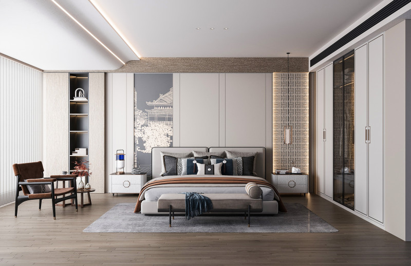 Modern bedroom 3D 模型 .c4d .max .obj .3ds .fbx .stl .blend 