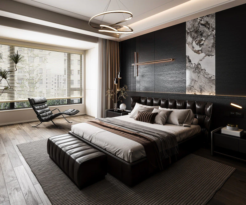 Modern bedroom 3D Model .c4d .max .obj .3ds .fbx .stl .blend 