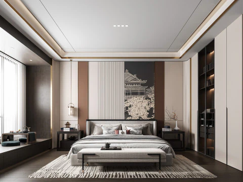 モダンなベッドルーム 3Dモデル