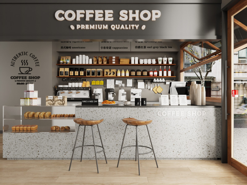 Modern coffee shop Modèle 3D .c4d .max .obj .3ds .fbx .stl .blend 