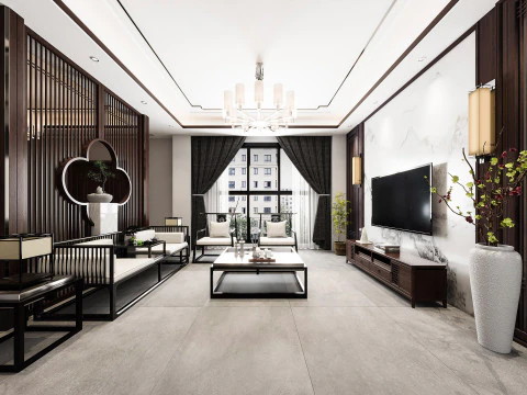 현대적인 거실 3D 모델