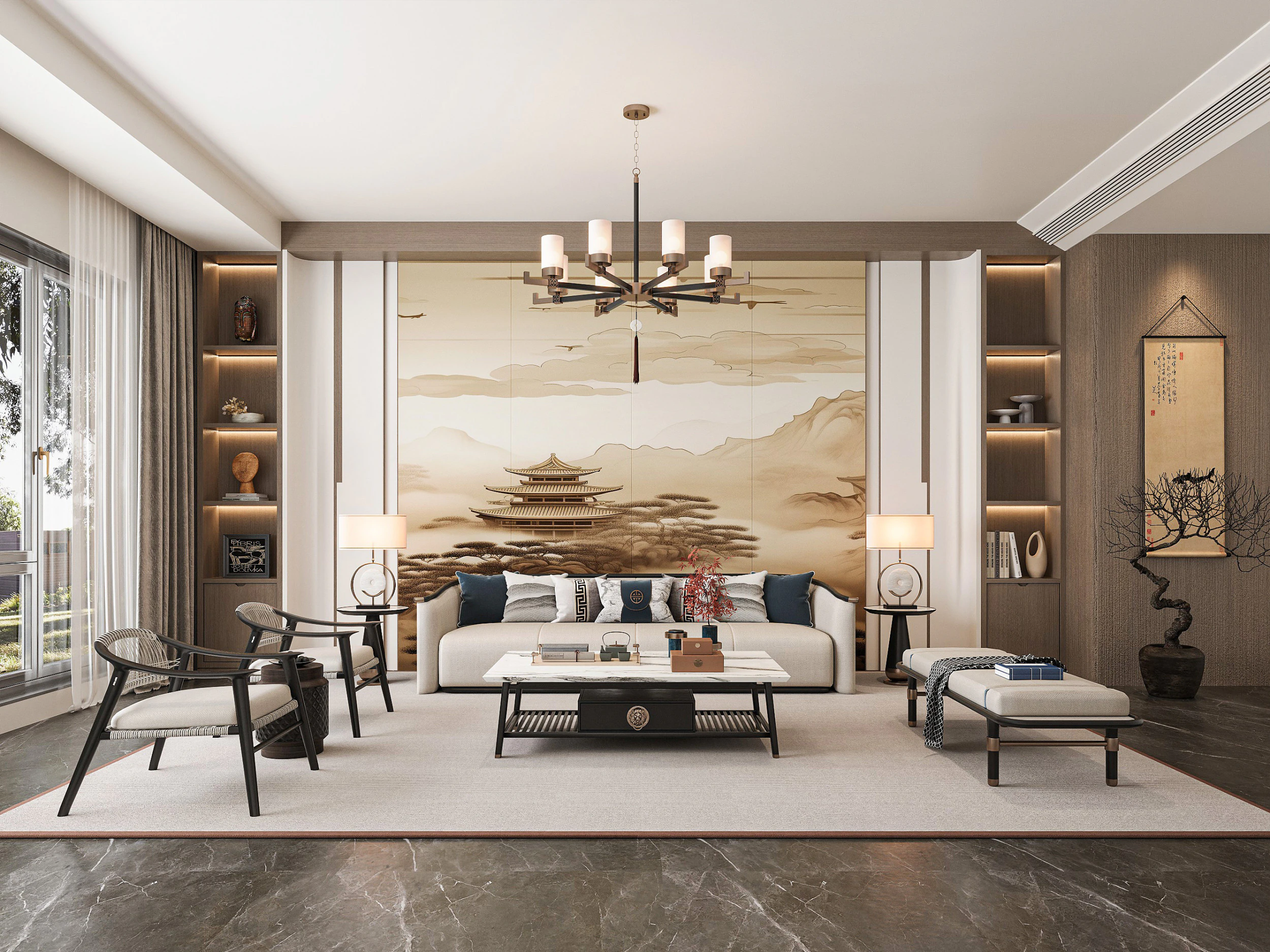 Modern living room 3D Model .c4d .max .obj .3ds .fbx .stl .blend 
