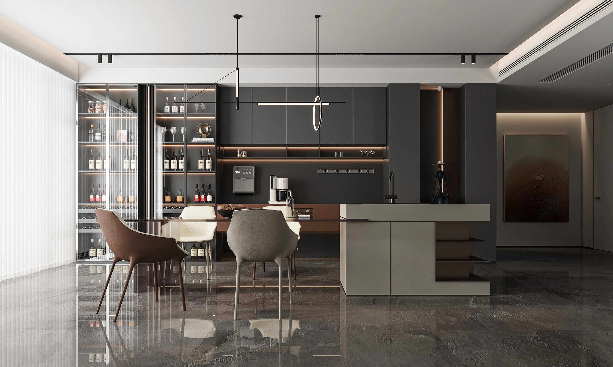 Modern dining room 3D Model .c4d .max .obj .3ds .fbx .stl .blend 