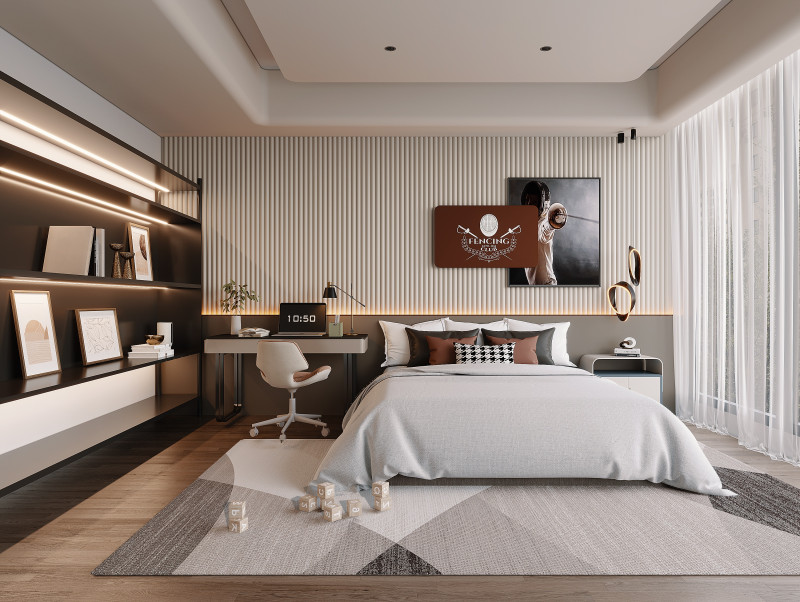 Modern bedroom Model 3D .c4d .max .obj .3ds .fbx .stl .blend 