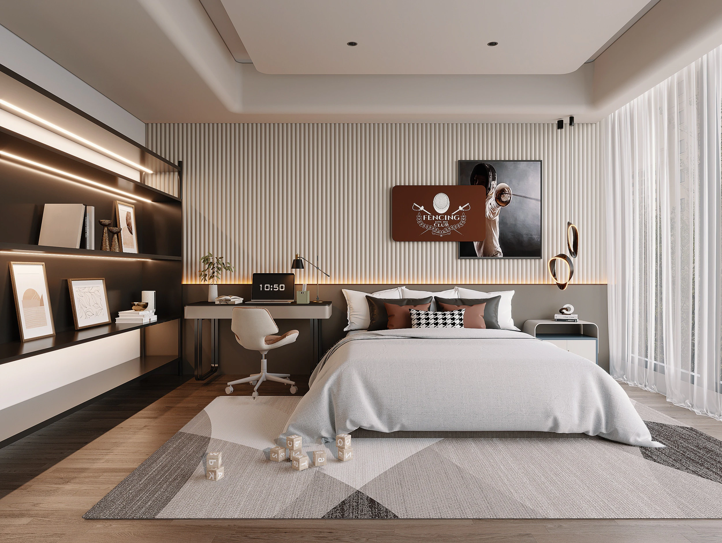 Modern bedroom 3D Model .c4d .max .obj .3ds .fbx .stl .blend