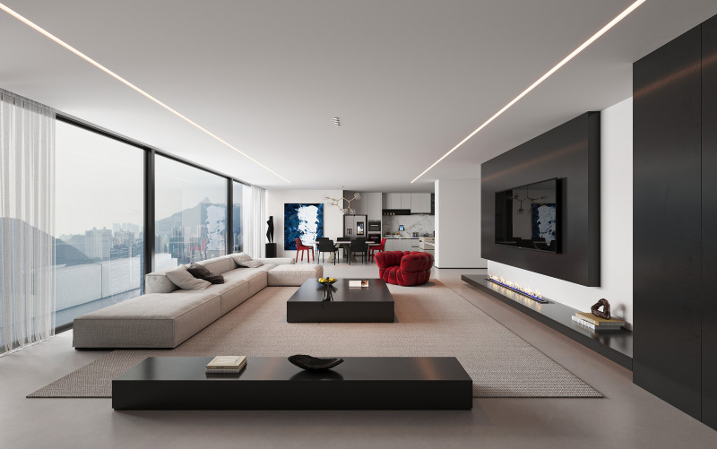 Modern living room 3D 모델 .c4d .max .obj .3ds .fbx .stl .blend 