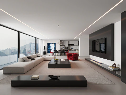 sala de estar moderna Modelo 3D