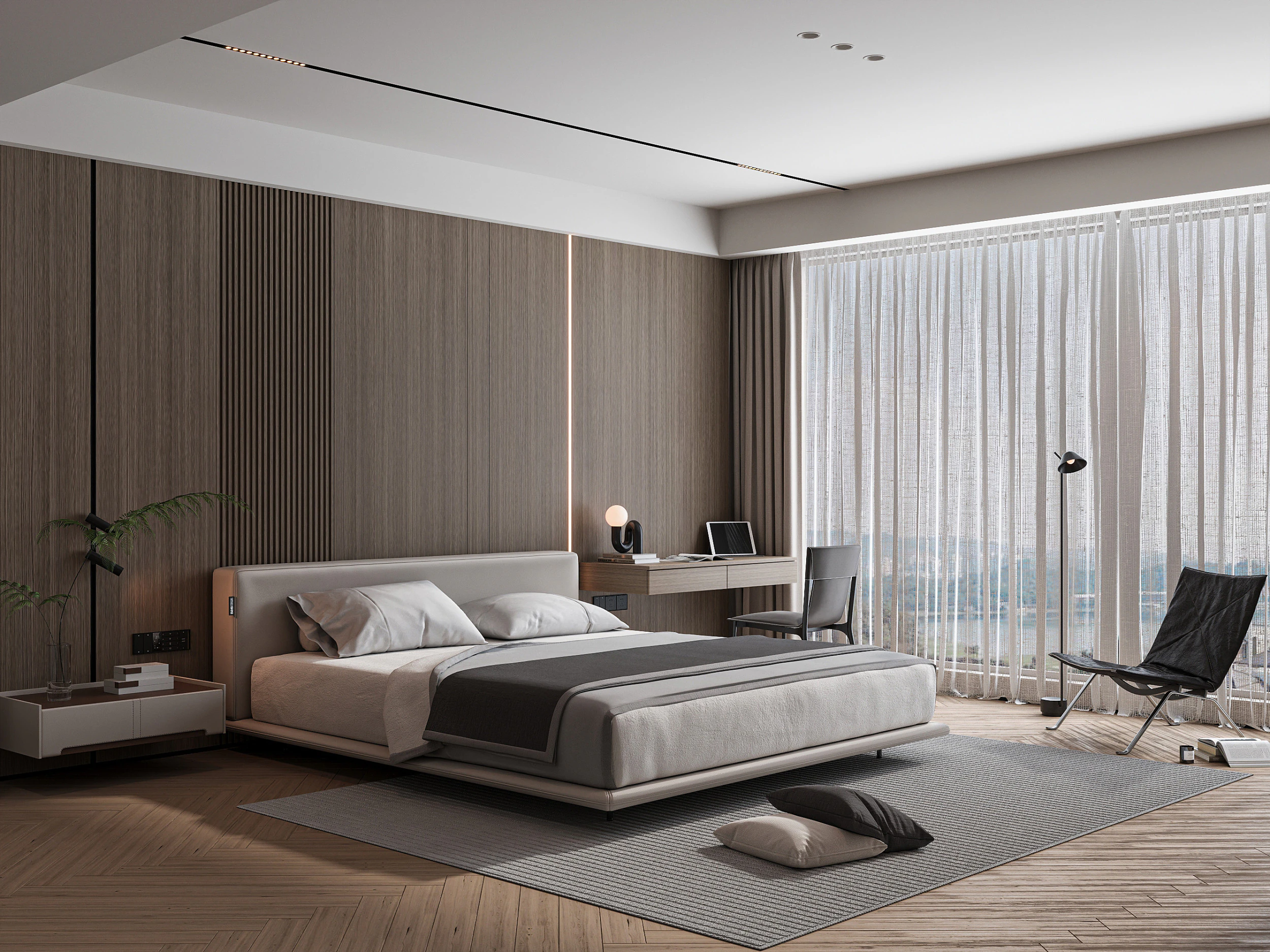 Modern bedroom 3D Model .c4d .max .obj .3ds .fbx .stl .blend