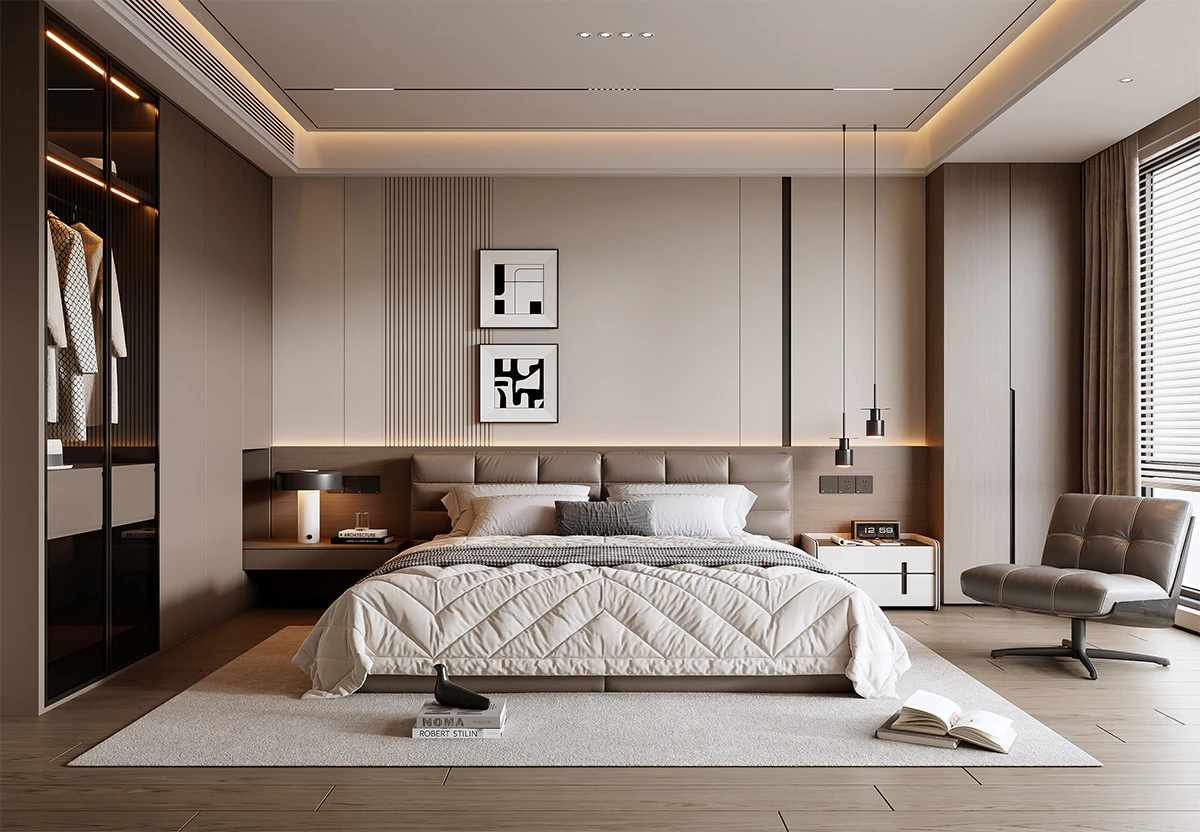 Modern bedroom 3D Model .c4d .max .obj .3ds .fbx .stl .blend 