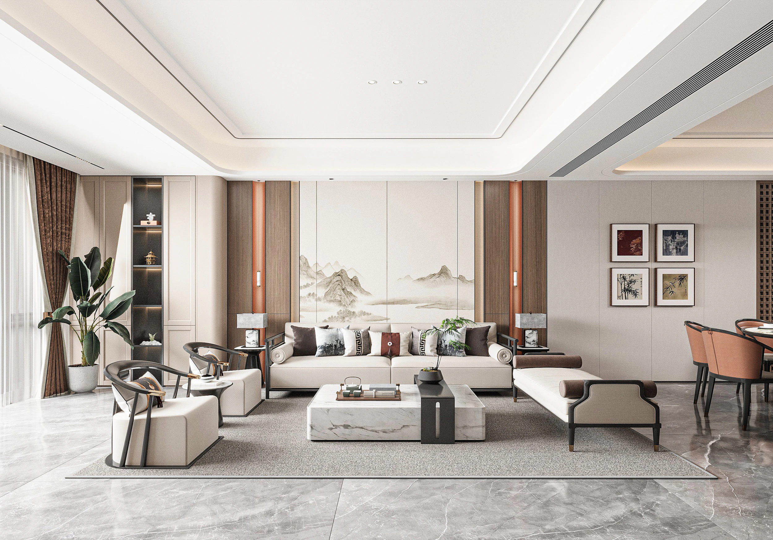 Modern living room 3D Model .c4d .max .obj .3ds .fbx .stl .blend 