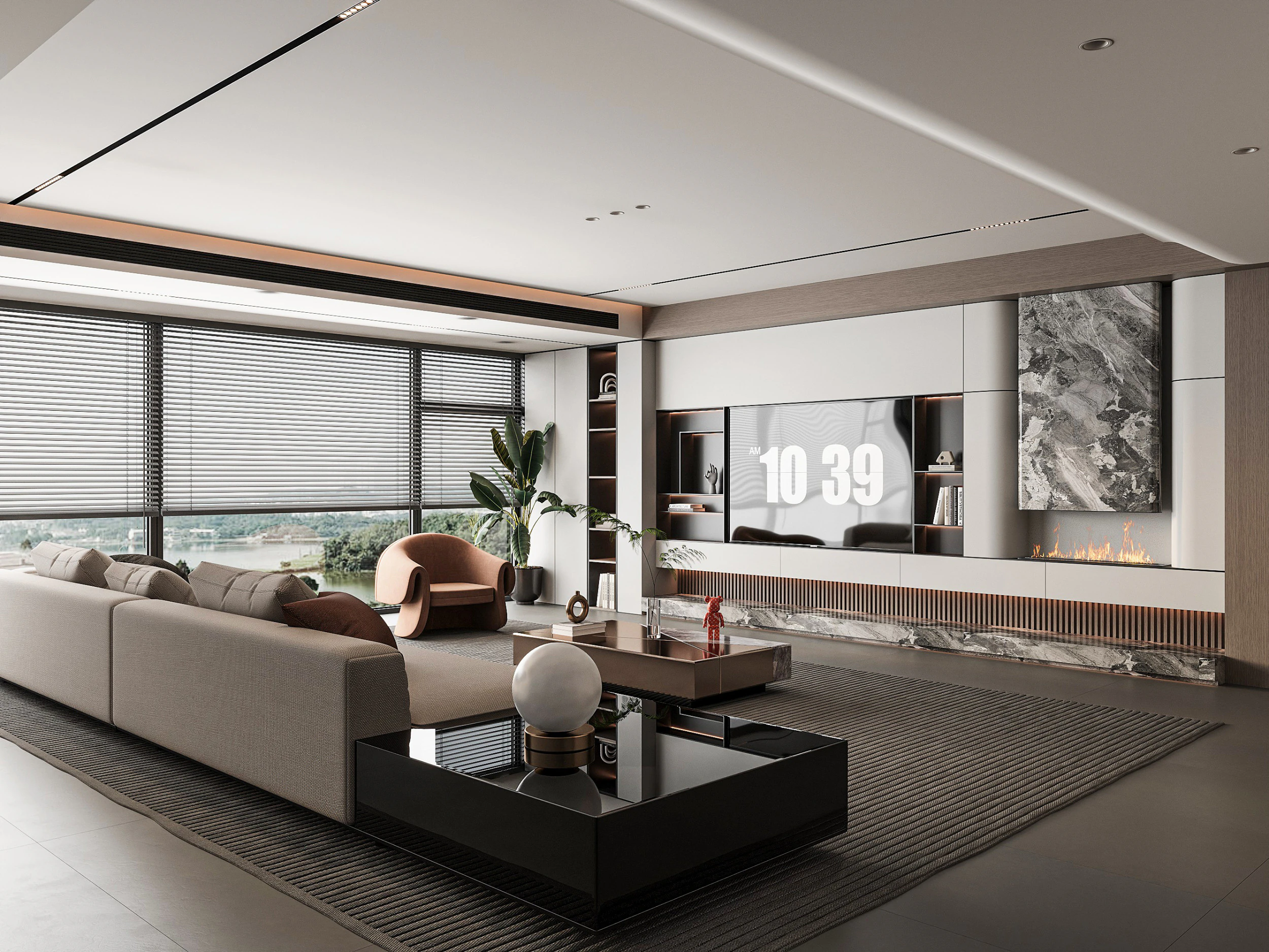 Modern living room 3D Model .c4d .max .obj .3ds .fbx .stl .blend 