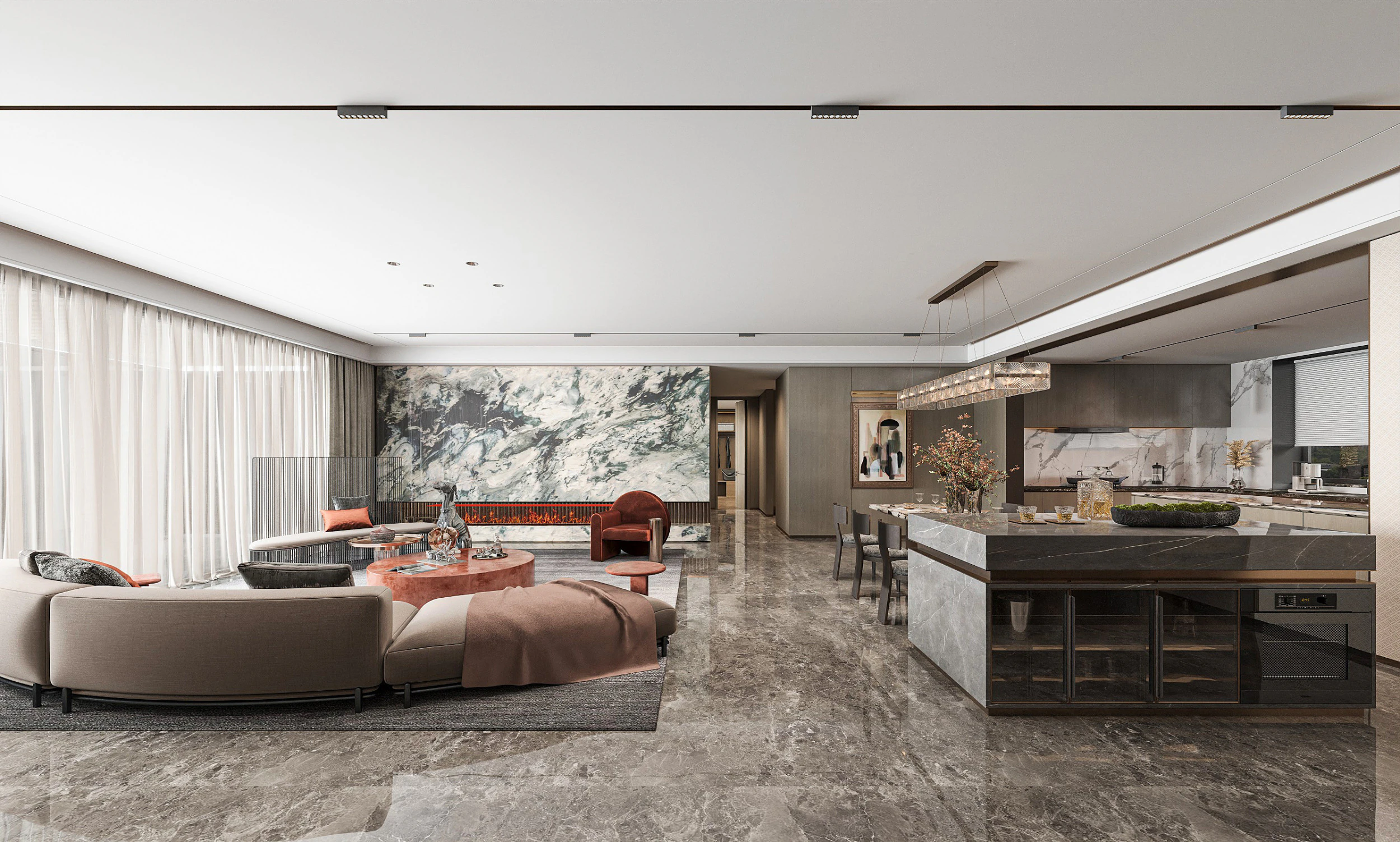 Modern living room 3D Model .c4d .max .obj .3ds .fbx .stl .blend 