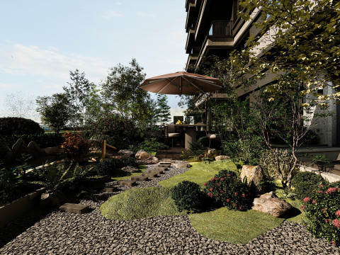 Modern courtyard landscape 3D Model