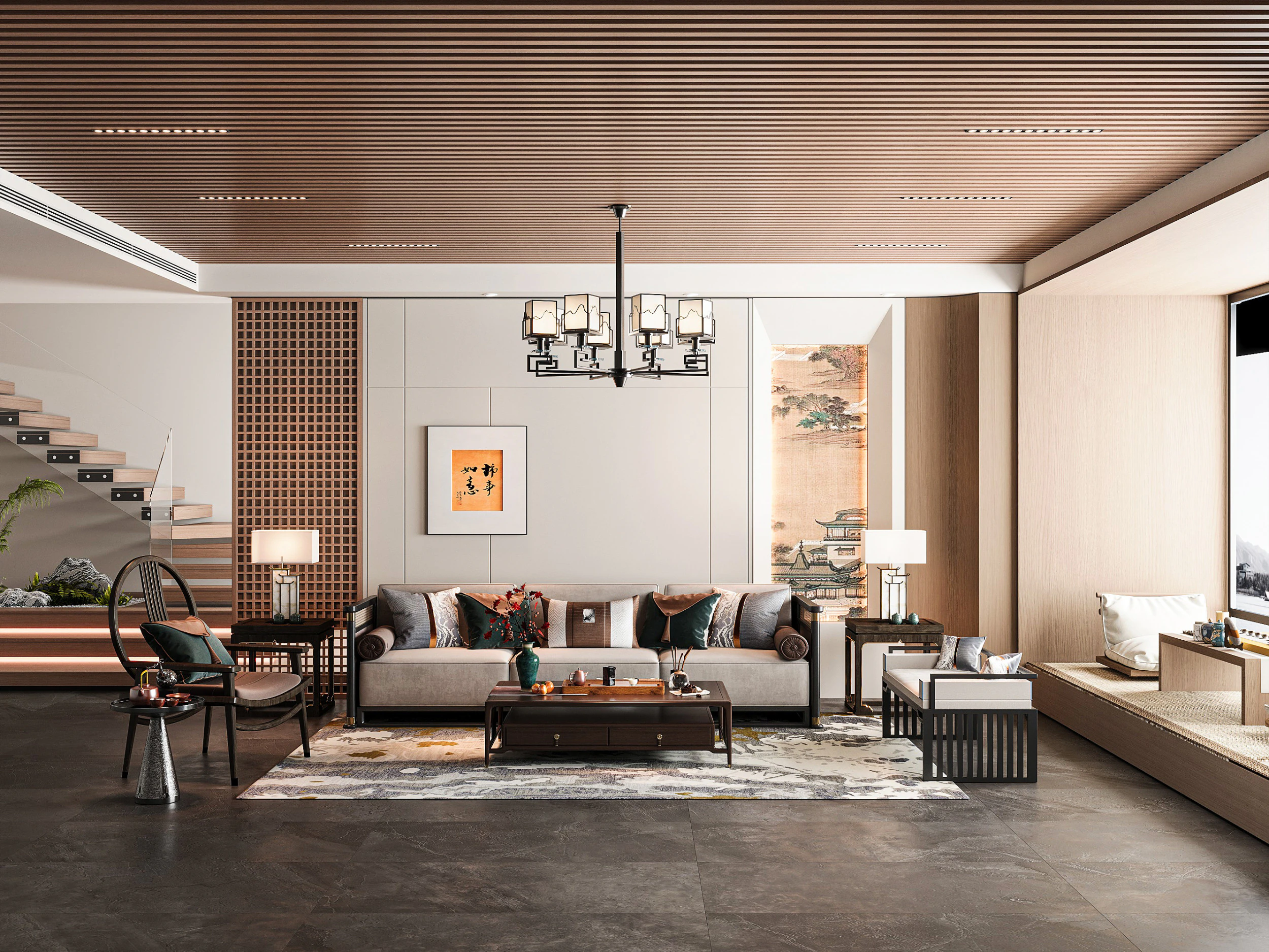 Modern living room 3D Model .c4d .max .obj .3ds .fbx .stl .blend