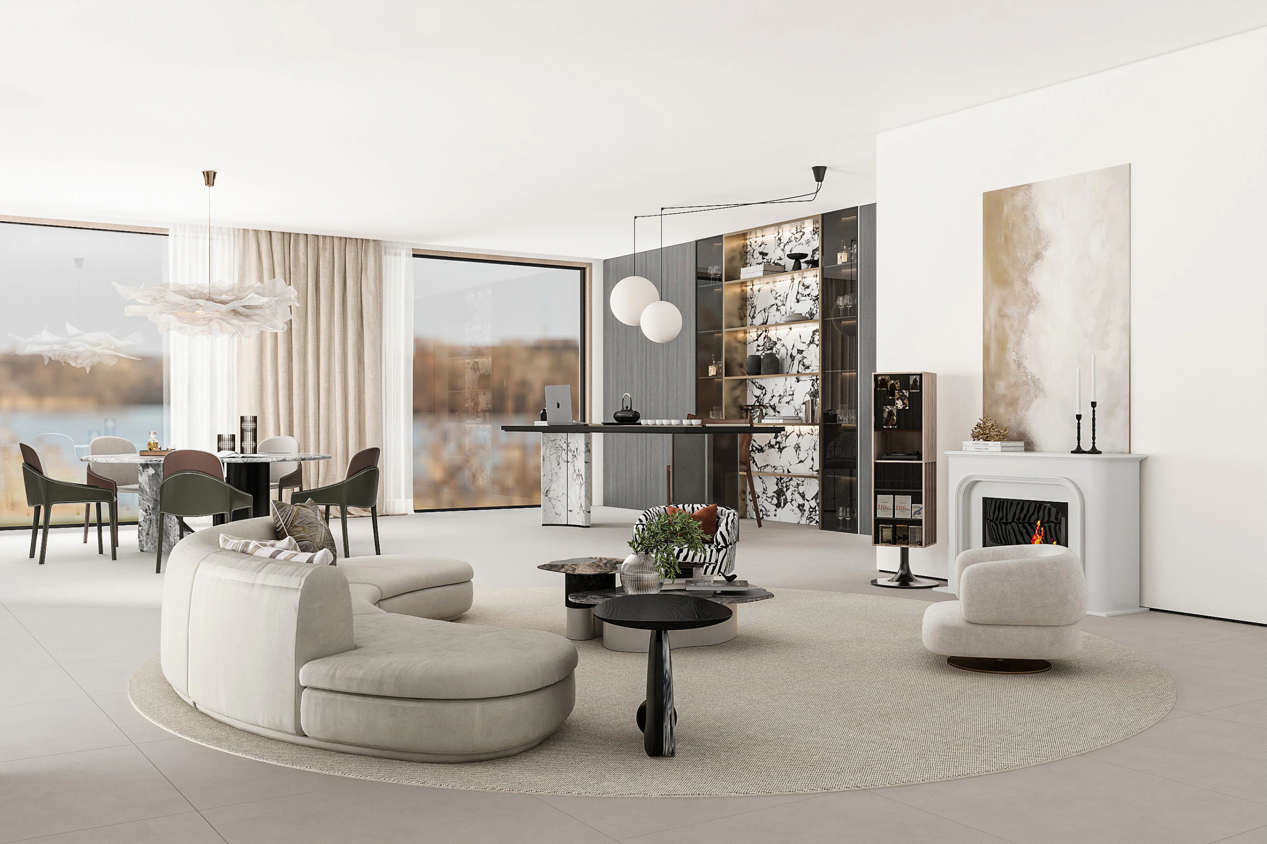 Modern living room 3D Model .c4d .max .obj .3ds .fbx .stl .blend 