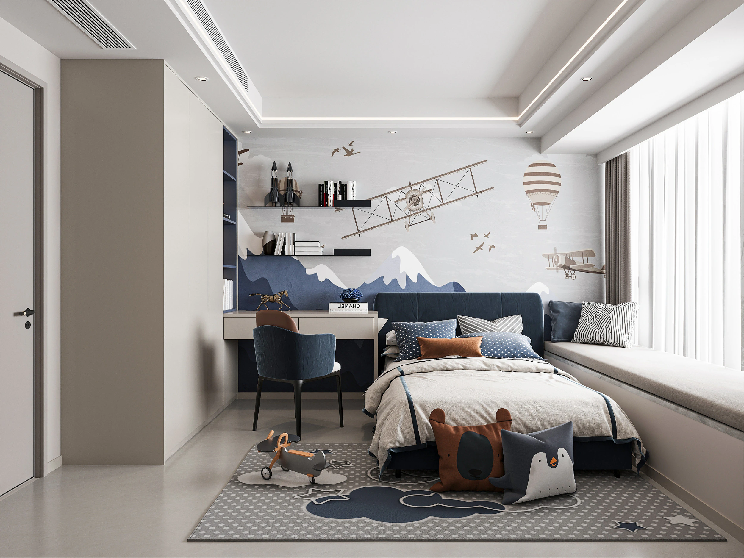 Modern bedroom 3D Model .c4d .max .obj .3ds .fbx .stl .blend 