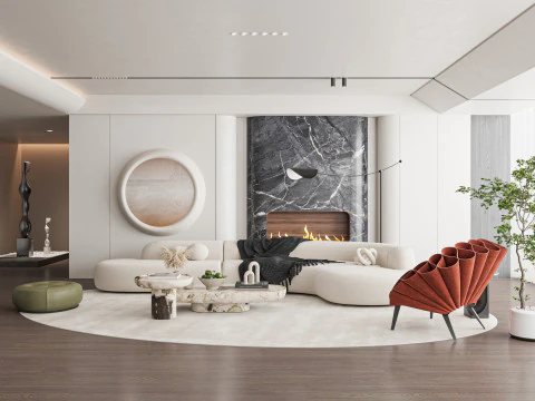 モダンなリビングルーム 3Dモデル