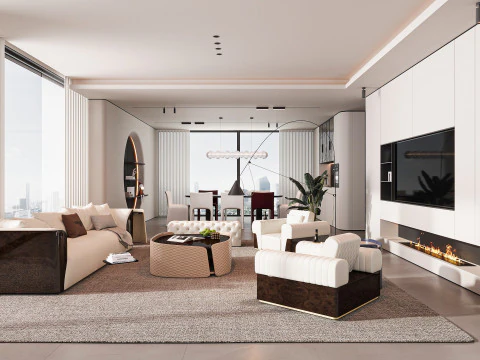 现代客厅 3D 模型