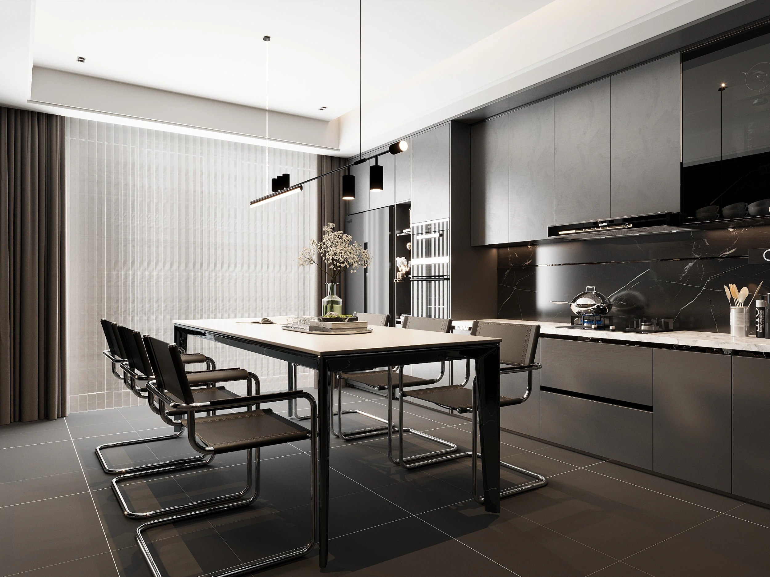 Modern dining room 3D Model .c4d .max .obj .3ds .fbx .stl .blend 
