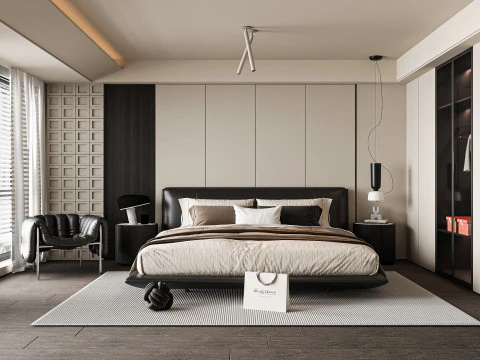 现代卧室 3D 模型