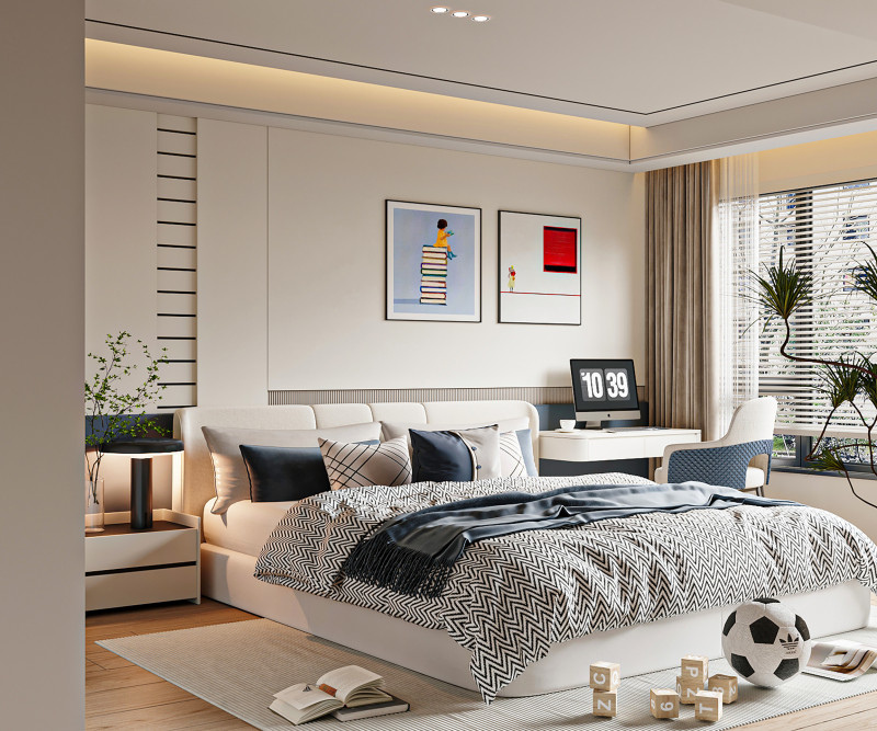 Modern bedroom Model 3D .c4d .max .obj .3ds .fbx .stl .blend 