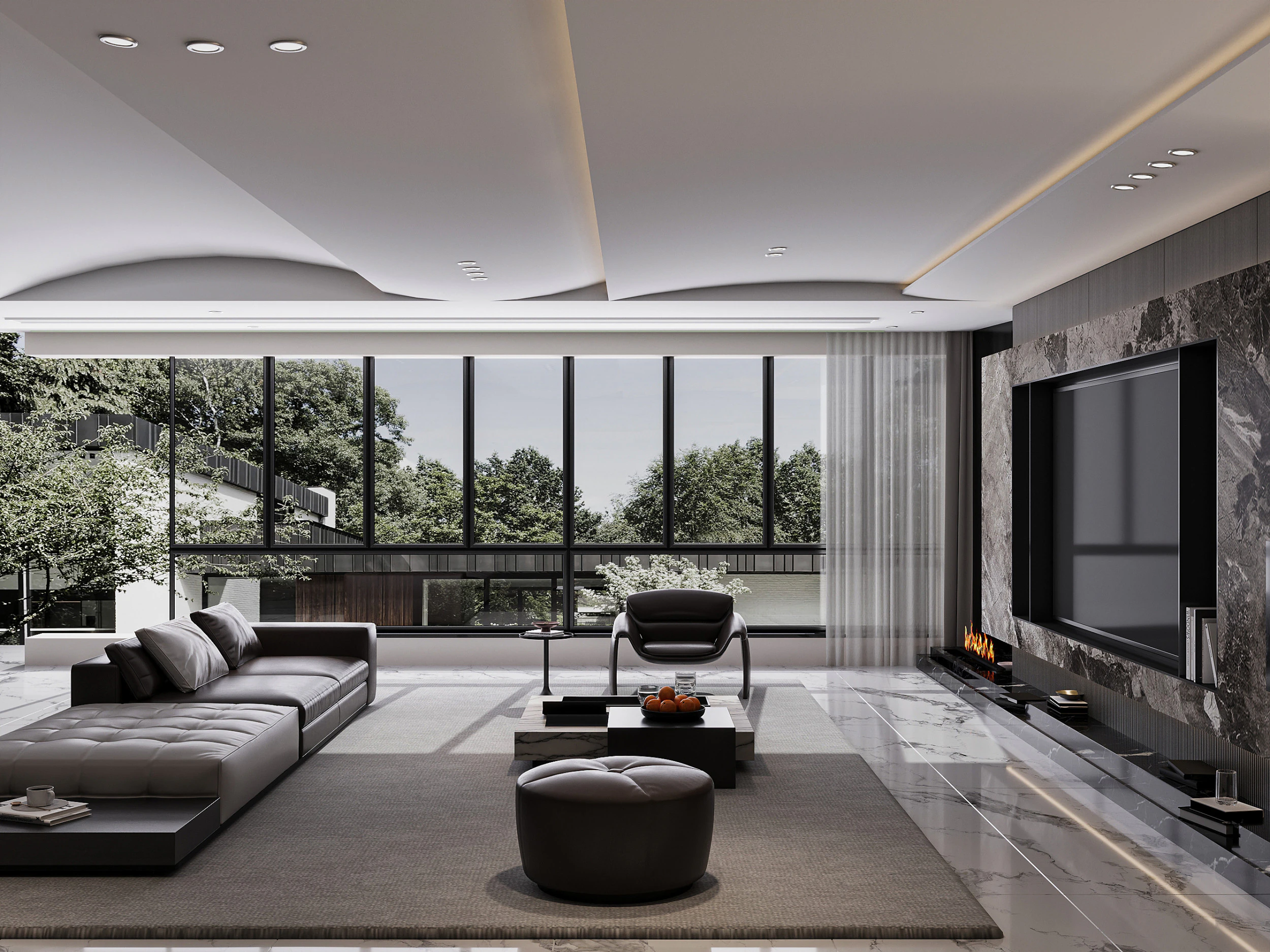 Modern living room 3D Model .c4d .max .obj .3ds .fbx .stl .blend 