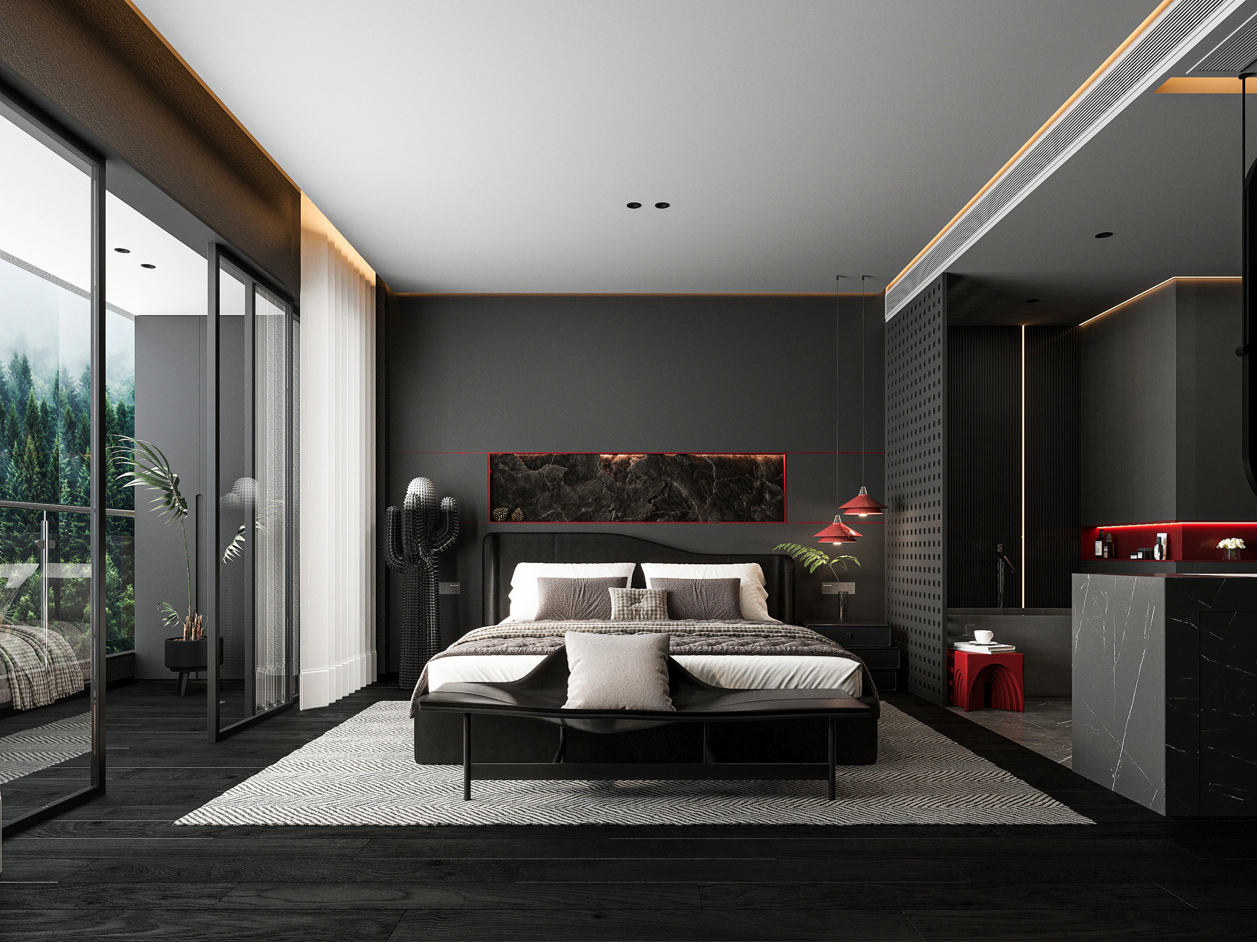 Modern bedroom 3D Model .c4d .max .obj .3ds .fbx .stl .blend 