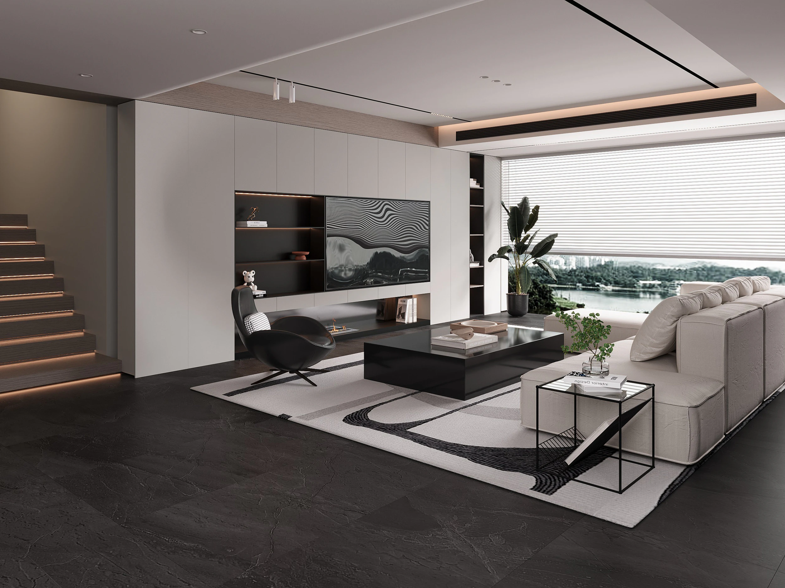 Modern living room 3D Model .c4d .max .obj .3ds .fbx .stl .blend 