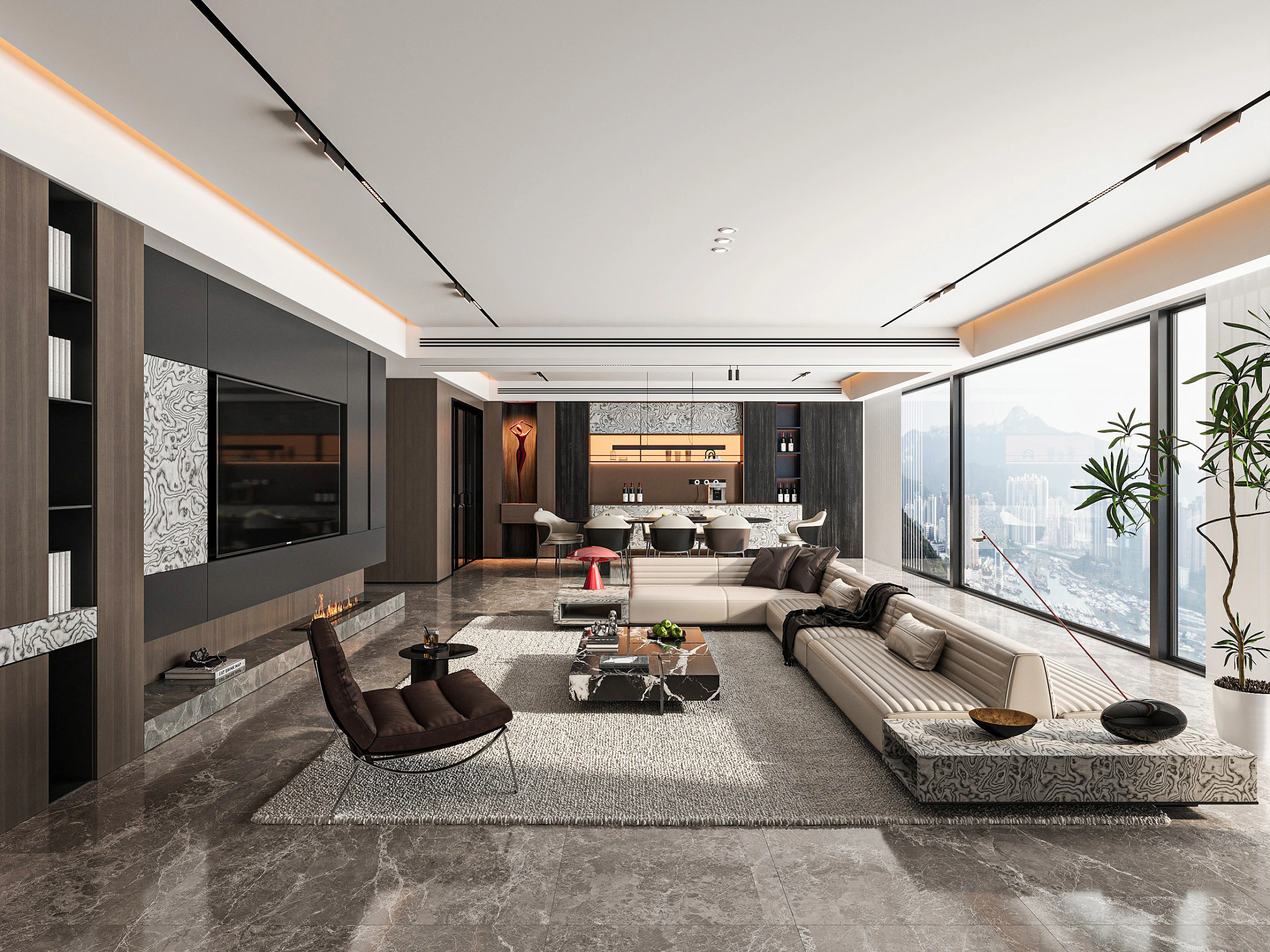 Modern living room 3D Model .c4d .max .obj .3ds .fbx .stl .blend 