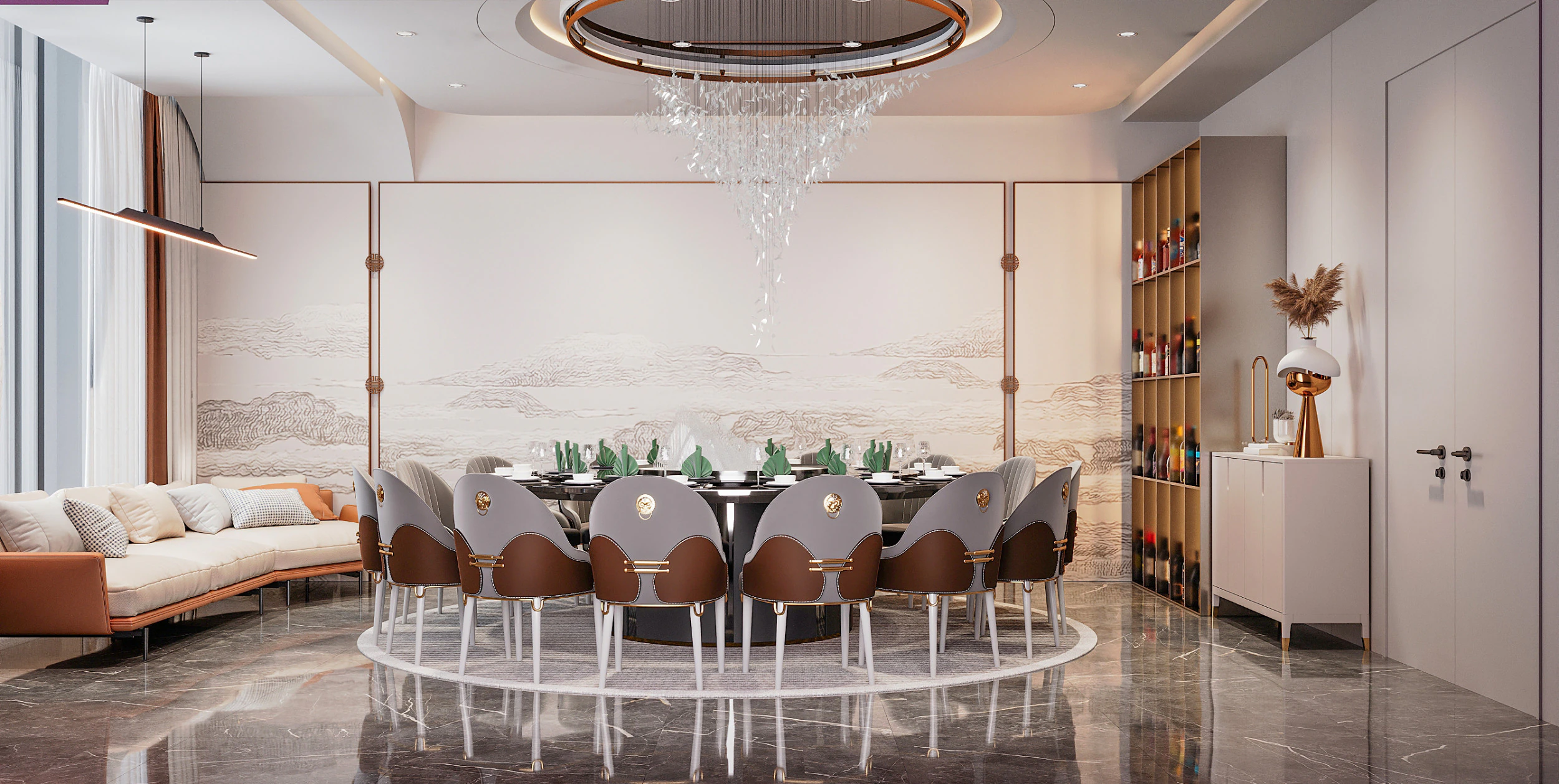 Modern dining room 3D Model .c4d .max .obj .3ds .fbx .stl .blend 