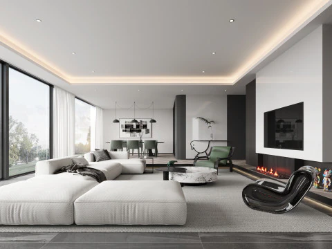 现代客厅 3D 模型