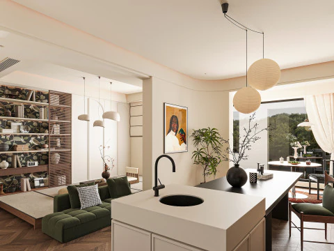 현대적인 거실 3D 모델