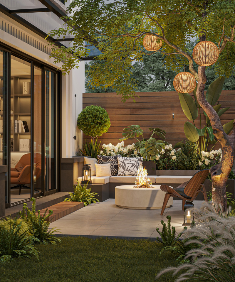 Modern Garden Courtyard Model 3D .c4d .max .obj .3ds .fbx .stl .blend