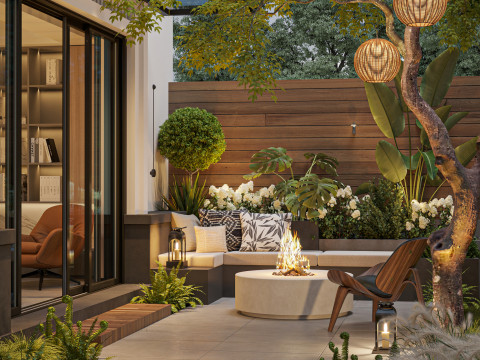 Modern Garden Courtyard Modello 3D