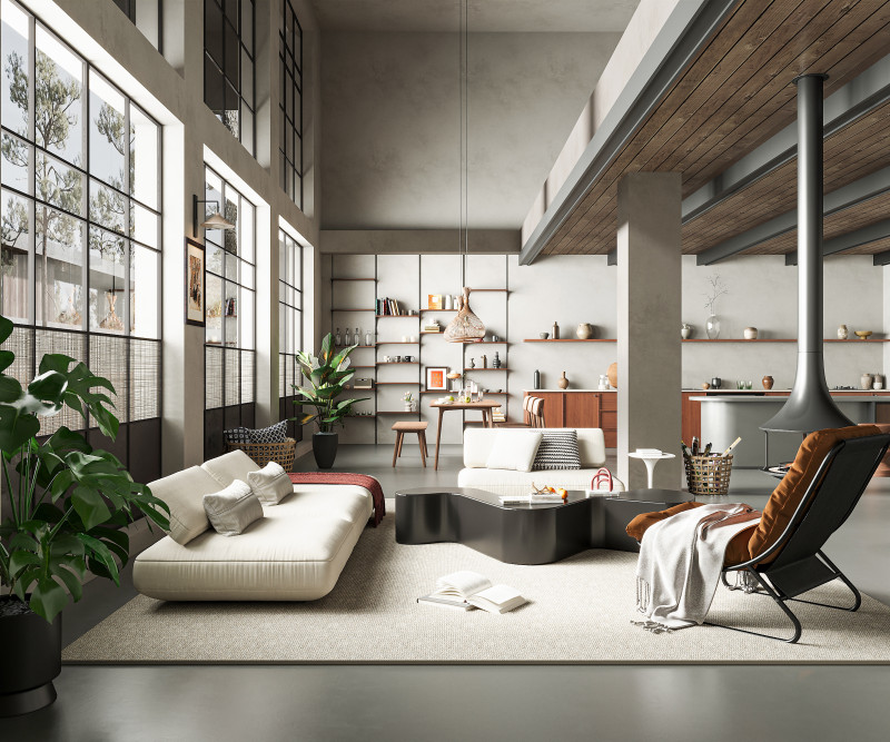 Modern living room 3D Model .c4d .max .obj .3ds .fbx .stl .blend 