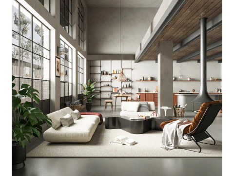 현대적인 거실 3D 모델