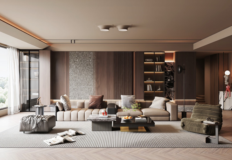 Modern living room 3D Модель .c4d .max .obj .3ds .fbx .stl .blend 