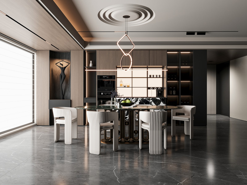 Modern dining room 3D मॉडल .c4d .max .obj .3ds .fbx .stl .blend