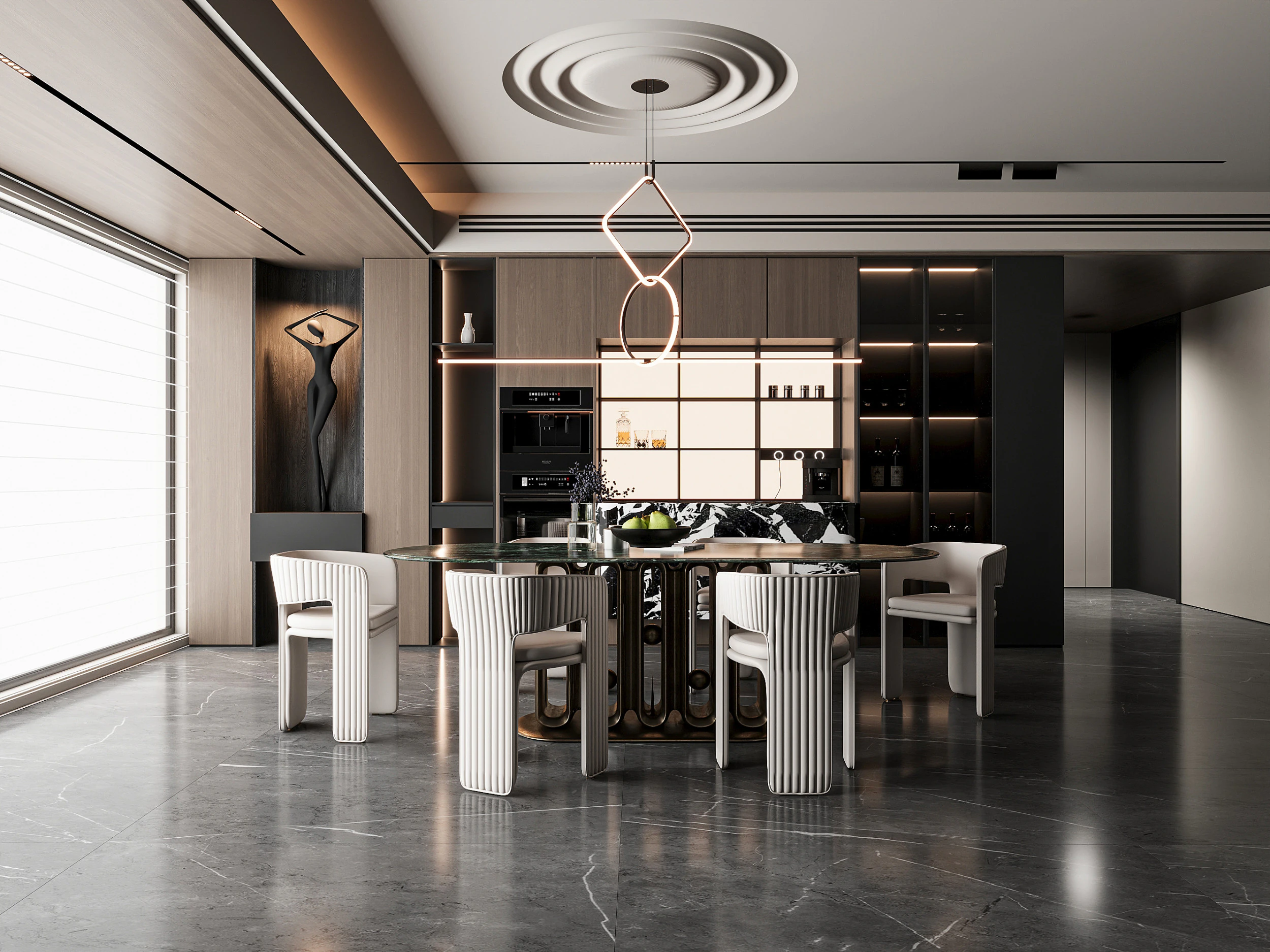 Modern dining room 3D Model .c4d .max .obj .3ds .fbx .stl .blend