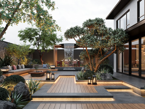 Modern garden courtyard 3D मॉडल